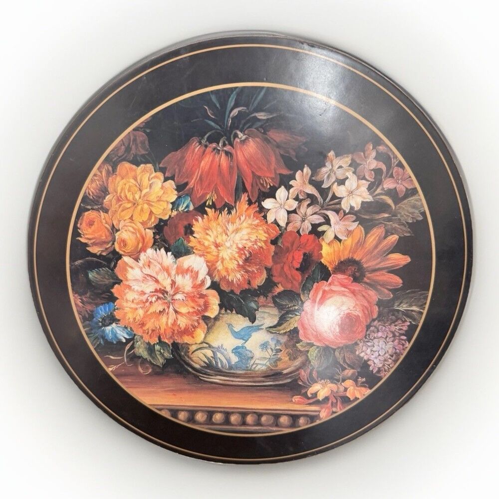 Pimpernel Round Floral Trivet Hot Plate Placemat Cork Bottom 10” England VTG